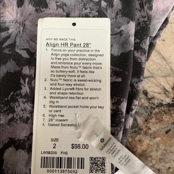 NWT lululemon align HR pant 28" - Picture 2 of 4